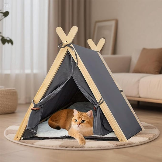 Cat Tent Multifunctional Dog Tent Washable & Portable Pet House for Indoor & Outdoor Use - Perfect for Cats & Small Dogs (Wheat Grain Color, Wheat Grain Color)