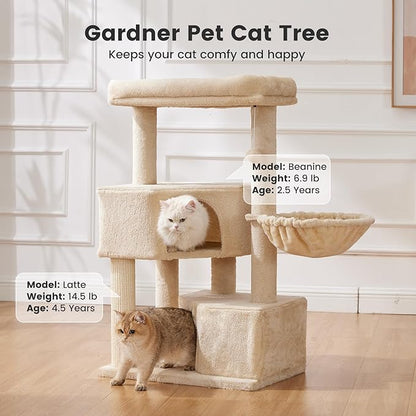Gardner Pet 41" Cat Tree for Medium Large Cats, Heavy Duty Cat Trees Tower with 2.8in Posts & Washable Top Perches