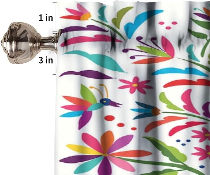 Mexico Valance Curtains Colorful Pigeons Pheasant Pattern Window Treatment Valances Short Curtains Rod Pocket Drape for Dining Room Home Kitchen Decor, 54x18inch