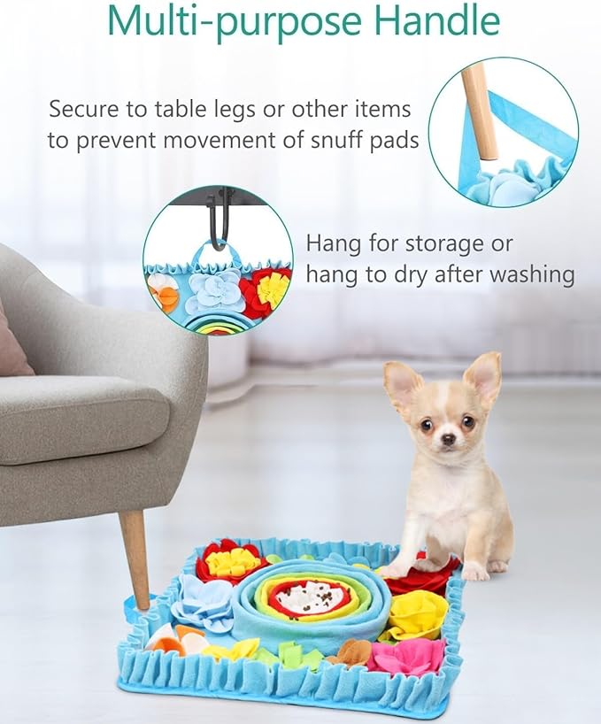 ORIA Snuffle Mat for Dogs, 20'' x 20'' Dog Sniff Mat, Interactive Puzzle Mat for Mental Stimulation, Boredom, Stress Relief, Anti-Slip Dog Treat Mat for Puppies Small Large Dogs