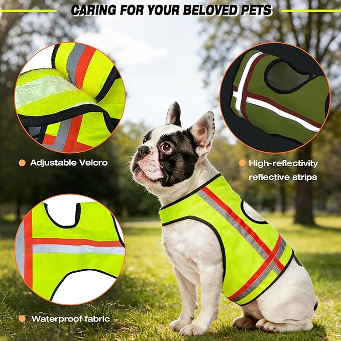 Miyake Reflective Dog Vest, High Visibility Dog Safety Vest for Night Walking, Dog Hunting Vest for Outdoor, Hi-Vis Fluorescent Yellow