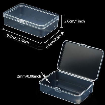 SATINIOR 24 Packs Small Clear Plastic Beads Storage Containers Box with Hinged Lid for Storage of Small Items, Crafts, Jewelry, Hardware (3.7 x 2.5 x 1 Inches)