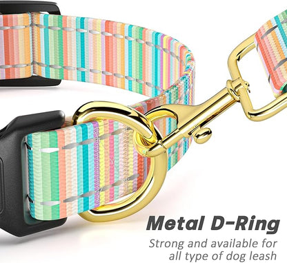 Reflective Dog Collar, Cute Dog Collar for Extra Small Dogs, Soft Nylon Puppy Collar for Boy and Girl Female Dogs, Adjustable Pet Collars with Quick Release Buckle, Colorful Watercolor Art