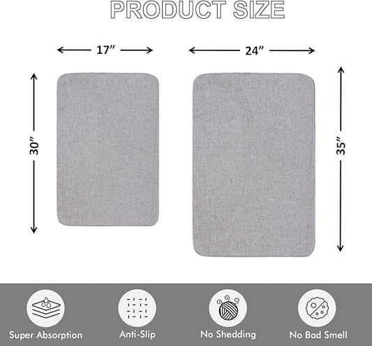 Indoor Door Mat, 1/10 in Ultra Thin Door Mat, Non-Slip Natural Rubber Backing Inside Doormat, Washable, Low-Profile Entrayway Mats, Durable Dirt Trapper for Various Entrance, 35''X24'' Grey