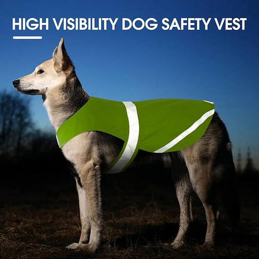 Kuoser Reflective Dog Vest, High Visibility Safety Vest for Medium to Large Dogs, Lightweight Pet Reflective Vests for Hunting Outdoor Activities Walking at Night, Fluorescent Green XL