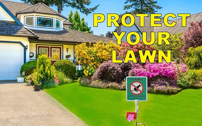 No Poop Dog Signs Poop Bag Dispenser | Stop Dogs from Pooping On Your Lawn | Sign Reads: Thanks For Cleaning Up | Protect Property | No Poo | No Pooper Scooper | (Thanks For Cleaning Up)