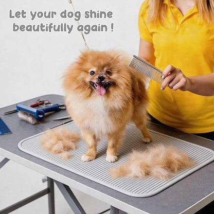 Dog Grooming Table Mat Pad Non Slip，Silicone Durable Premium Non-Slip Dog Bath Mat，Slip Mat - Bathing Mat for Pets，22.45inchX15.75inch (Grey)