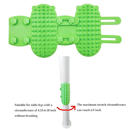 4 Pcs Cat Self Groomer Brush - Adjustable Silicone Pet Grooming & Massage Tool Face Itch Relief Scratching Hair Scrubber Table Leg Dual Strap Design for Cats & Dogs (Green)
