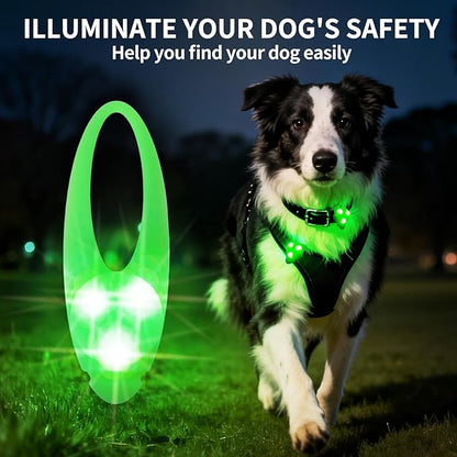 LaRoo LED Dog Collar Light - Waterproof Clip-On Night Walking Light with 3 Modes, High Visibility for Small/Medium Dogs,Pet Nighttime Running Camping Essentials (Green)