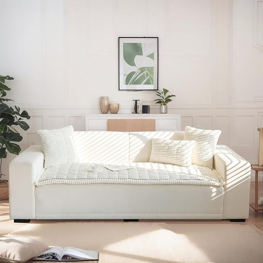 LiveGo Pet Couch Cover Dogs Washable Non-Slip Couch Protector Pet Friendly Dog Mat for Couches and Sofas (Milky White, 90x160 cm / 35.4x63 in)
