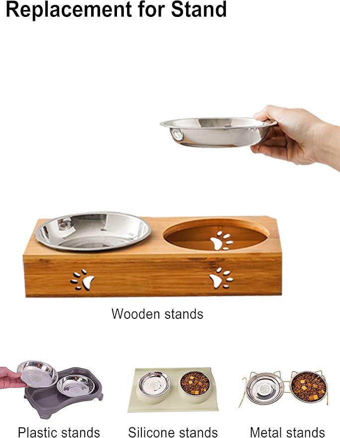 VENTION Medium Shallow Cat Food Bowls, Outer Dia. 8.1 in Whisker Fatigue Cat Bowl, Stainless Steel Cat Food Dish for Indoor Cats, Set of 2 Replacement Cat Bowls for Raised Station(26.7 Fl.oz)