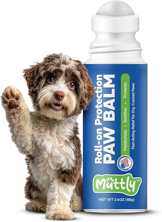 Roll-On Dog Paw Balm - Moisturizer & Soothing Protection from Snow & Hot Pavements - Snout Soother for Dogs - Easy & Fast to Apply, Natural, Non-Toxic, Food-Grade, Lick-Safe Wax