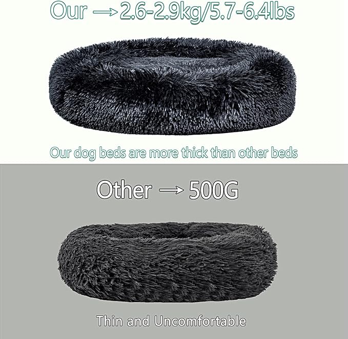 Calming Dog Bed for Big Dogs, 39'' Round Anti-Anxiety Warm Fluffy Plush Faux Fur Bed, Soft Anti-Slip Donut Washable Big Pet Bed, Cozy Big Dogs Bed, Fits up to 100 lbs Pets