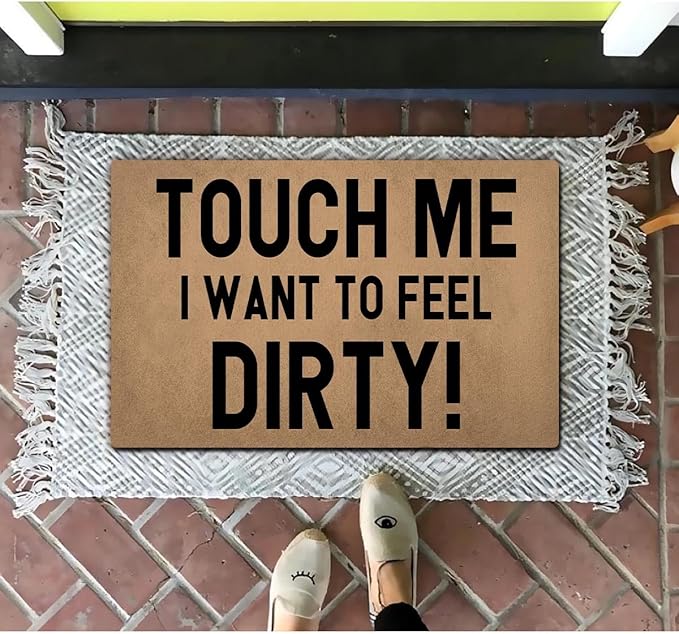 Funny Welcome Doormat (23.7 in X 15.6 in) Anti-Slip Rubber Back Entrance Way Indoor Front Porch Decor Rugs House Warming Gift (Touch Me)