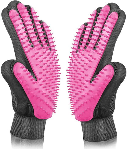 BYETOO Pet Dog Cat Grooming Glove with 261Tips,Gentle Deshedding Brush Glove,Efficient Pet Hair Remover Mitt,Massage Tool with Enhanced Five Finger Design,for Dog,Cat,Rabbit,Horse with Long/Short Fur