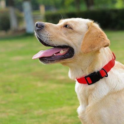 Waterproof Dog Collar, Easy to Clean Rubber Dog Collars with Quick Release Buckle Fits Small Medium or Large Dogs (Red, M (11.8-18.5 inch))