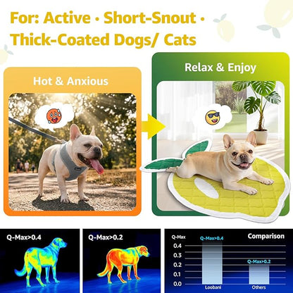 LOOBANI Dog Cooling Mat 28"x40"- Cute Lemon Design Cooling Mat for Dogs (Cool & Warm Side), Waterproof Self-Cooling Mat for Crate, Floor, Car for Small Dogs, Cats, Pet, Yellow 28"x40"