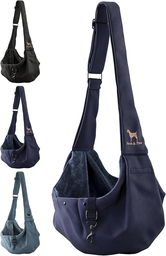 Noah & Paw Dog Sling Carrier for Small Dogs 3-10lb, Dog Sling for Small Dogs and Cats, Dog Carrier with Adjustable Padded Strap, Premium Twill, Lined with Fur, Double Safety Feature, Machine Washable