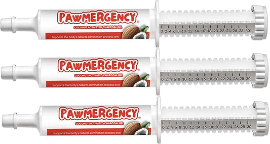 PawMergency – Activated Charcoal First Aid Kit Emergency Rescue 3 Pack for Dogs, Cats, Puppy & Pet Poison Kit, Camping Survival Remedy Essential, Oral Anti Diarrhea Digestive Absorb Toxins
