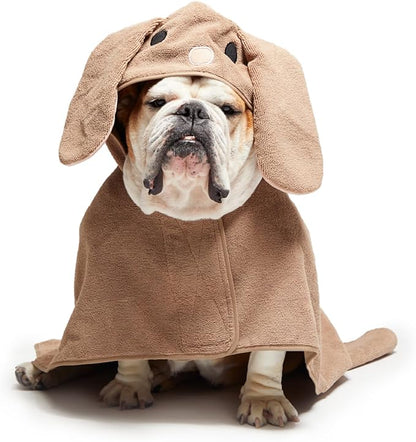 Barkbox Dog Bathrobe Fast Drying with Hook and Loop Closure & Wrap Tie Snuggle, Cute Dogs Clothes, Easy to Clean, Machine Washable, Dog Coats and Tumble Dry Low - Bunny, Medium