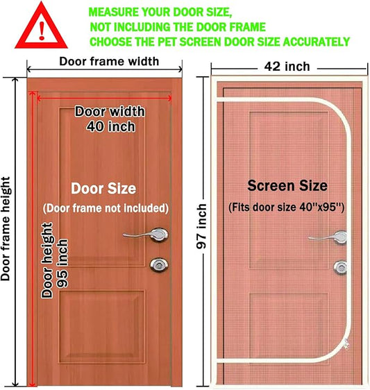 Upgraded Pet Screen Door,Fits Door Opening Size 40''x 95'',Thickened Cat Resistant Mesh Screen Door for Living Room,Kitchen,Bedroom,Cat Introduction Screen with Zipper Closure.