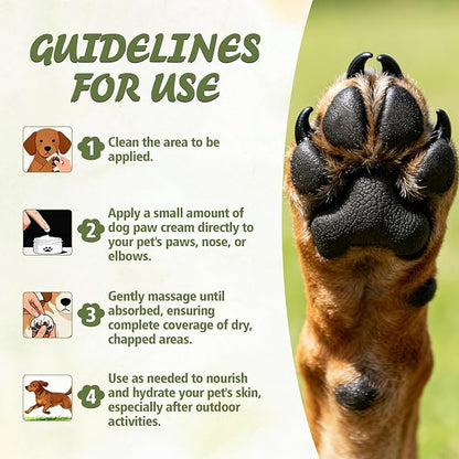 Dog Paw Balm, Paw Moisturizer for Dogs and Cats, Contains Coconut Oil, Nourishing and Moisturizing, Suitable for Dry, Cracked Paws and Noses, 60g