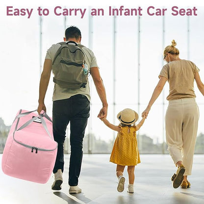 YOREPEK Infant Carseat Cover for Airplane Travel Compatible with All Nuna Pipa Car Seat and Base, Uppababy Mesa and Base, Padded Car Seat Bags for Air Travel, Car Seat Bag with 5 Protective Feet,Pink