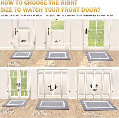 OLANLY Indoor Door Mat, 40x32, Non-Slip Absorbent Resist Dirt Entrance Mat, Washable Low-Profile Inside Entry Doormats for Entryway, Grey