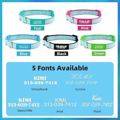Personalized Dog Collars for Small & Large Dogs with Custom Name and Phone Numbers, Glow in The Dark Adjustable Glowing Luminous Collar(Fluorescent Glow)