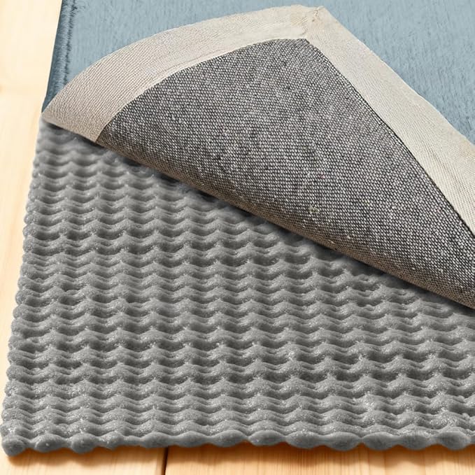 GORILLA GRIP Premium Dual Sided Extra Thick Rug Gripper Pad for Hardwood Floors, Breathable Slip Resistant Pad Grips Under Carpet Area Rugs for Hard Surface Floor Protection, Easy Trim Mats, 2x3, Grey