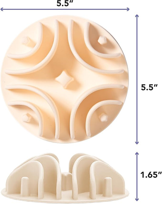 Awoo Great Vibes - Silicone Slow Feeder for Dog Bowls Over 5.5 Inches - Non-Slip, Wet and Dry Food-Compatible Pet Dish with Suction Cups - Extends Mealtime for Fast Eaters - Dishwasher Safe (Almond)