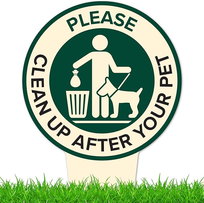 Please Clean Up After Your Pet Sign 11"x21", Heavy Duty Integrated Ground Stakes, Indoor/Outdoor Use, Rust Free Aluminum Composite, Made in USA by My Sign center