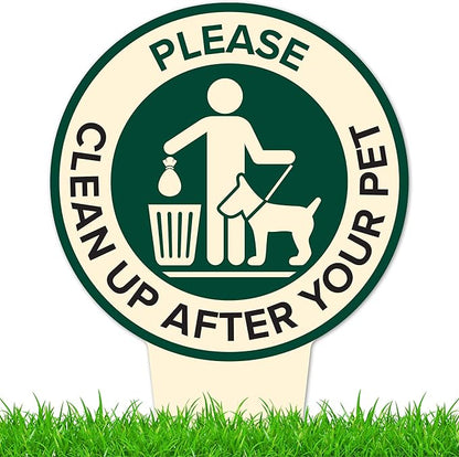 Please Clean Up After Your Pet Sign 11"x21", Heavy Duty Integrated Ground Stakes, Indoor/Outdoor Use, Rust Free Aluminum Composite, Made in USA by My Sign center