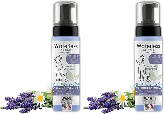 Wahl USA Pet Friendly Waterless No Rinse Shampoo for Animals – Lavender & Chamomile Scented - Cleaning,Conditioning,Detangling,& Moisturizing Shampoo for Dogs – 7.1 Oz - Model 820014A,(Pack of 2)