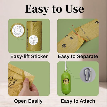 870 Counts Dog Poop Bags Rolls with Dispenser & Leash Clip, Scented Poop Bags for Dogs Waste, Extra Thick & Leak Proof for Poop Doggie Puppy Pet Waste, 9" x 13", Dark Khaki