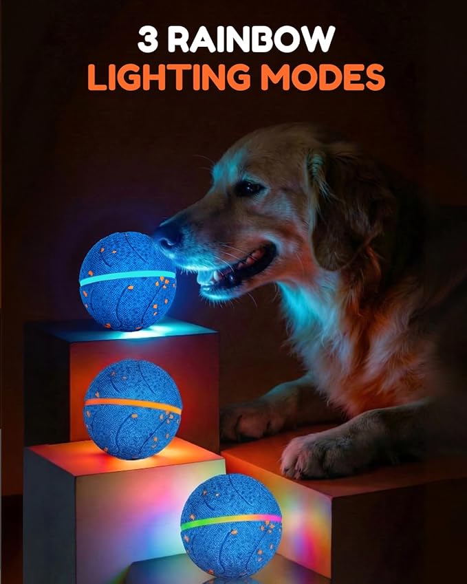 Smart Interactive Dog Toys, Automatic Moving Rolling Bouncing Dog Ball for Medium & Large Dog Breeds, E-TPU Durable & Waterproof, with Irregular Motion to Encourage Active Play