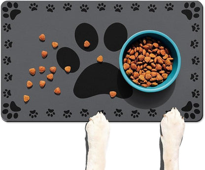 Dog Food Mats for Floor, Absorbent Pet Food Mat - Cat Feeding Mat Quick Dry Dog Bowl Mats for Water Pet Supplies Feeding Placemat 12" x 20" Grey