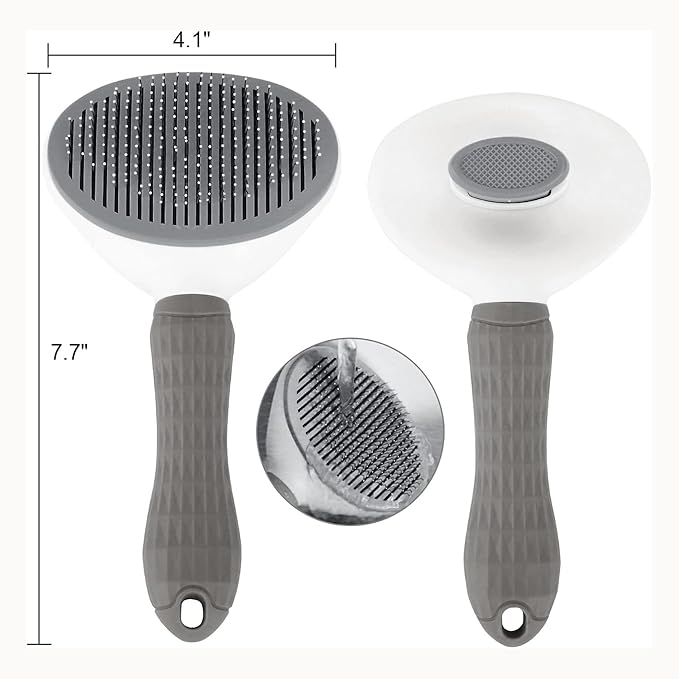 PETS-LAMB Self-Cleaning Dog and Cat Grooming Brush, Suitable for Long or Short Hair, Loose Hair Removal Brush, Easy to Remove, Pet Massage Tool. (GREY)