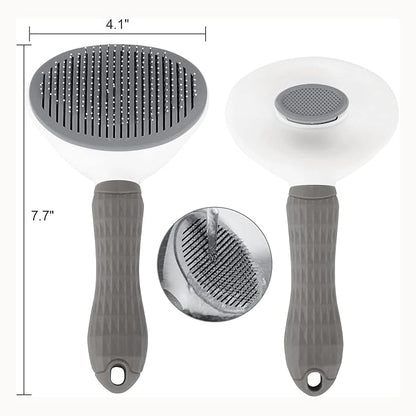 PETS-LAMB Self-Cleaning Dog and Cat Grooming Brush, Suitable for Long or Short Hair, Loose Hair Removal Brush, Easy to Remove, Pet Massage Tool. (GREY)