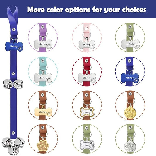 Leather Dog Bells, Puppy Potty Training Bell Dog Doorbell Potty Train Dog Bell for Potty Training Door Bells for Dogs to Ring to Go Outside Jingle Bells (Leather Navy 1PCS)
