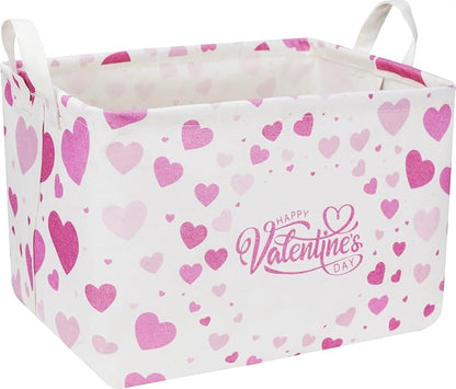 CLOCOR Rectangular Valentines Basket Empty,Toys Storage Basket,Waterproof Gift Basket,Room Decor(Valentine Basket)