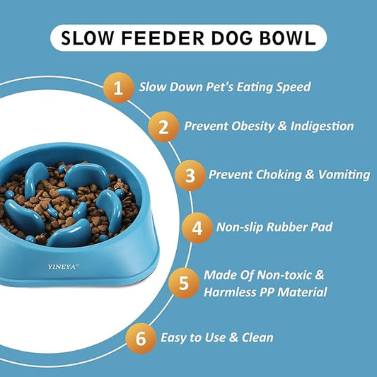 2PCS Slow Feeder Dog Bowls, Pet Supplies That Slow Down Eating, Pet Food Bowls, Maze Dog Puzzle Feeder for Medium Breed