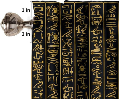 Vintage Ancient Egypt Valance Curtains, Old Egypt Golden Hieroglyphics Print African Pharaoh Theme Ethnic Religion Window Valance Curtain for Farmhouse Bedroom Living Room Kitchen 54x18inch