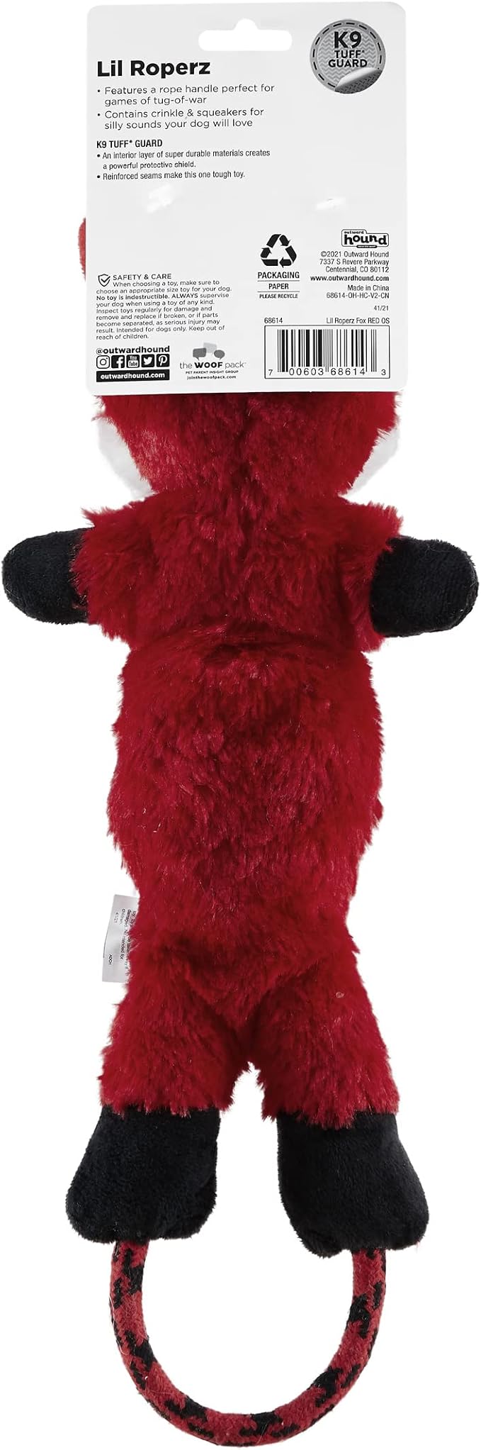 Charming Pet Lil Roperz Fox Durable Plush and Rope Tug Dog Toy
