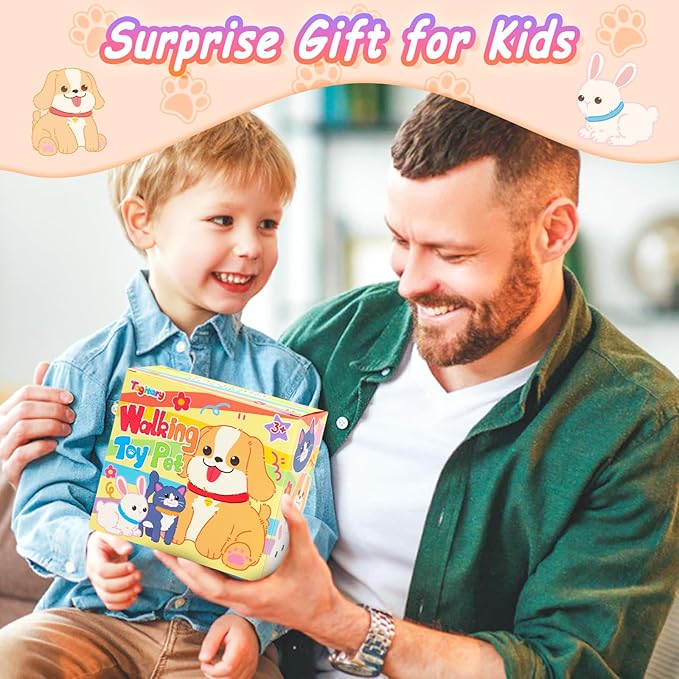 Tagitary Plush Toys Puppy Electronic Toy Dogs That Walk and Bark,Tail Wagging Fake Dog Interactive Dog Toy for Kids with Leash,Easter Christmas Birthday Gift for Toddlers Kids