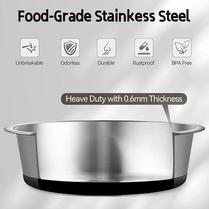 Stainless Steel Dog Bowls, Non Slip Dog Metal Bowls, 2 Pack Food and Water Pet Feeders Heavy Duty Dishwasher Safe (32oz, 4cup)