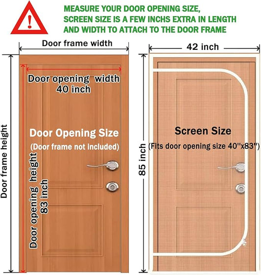 Reinforced Cat Screen Door,Fits Door Opening Size 40''x 83'',Thickened Resistant Mesh Screen Door for Living Room,Kitchen,Bedroom,Cat Introduction Screen with Zipper Closure.