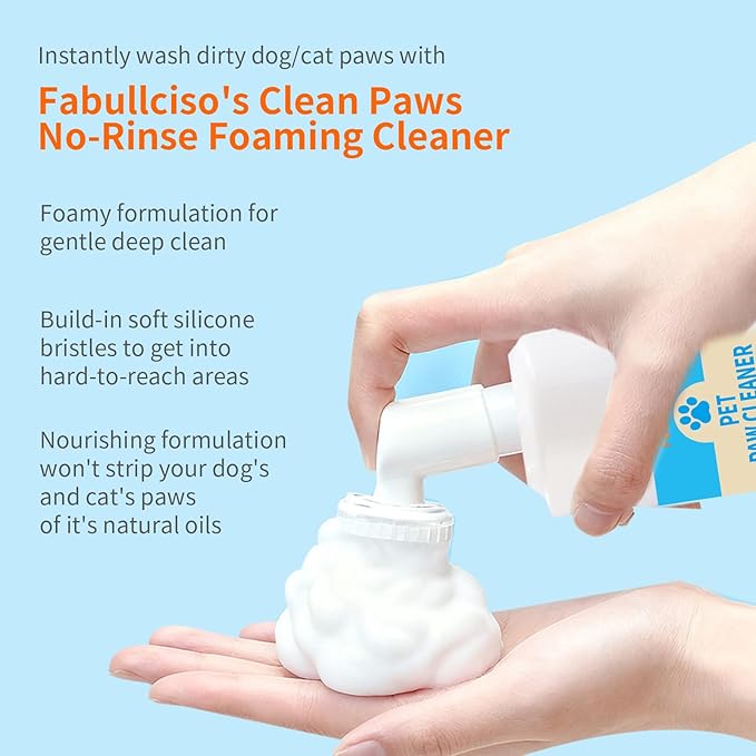 Dog Paw Cleaner with Soft Silicone Brush & No-Rinse Foam – Gentle Mud, Dirt, and Odor Removal for Dogs and Cats – Includes Moisturizing Paw Balm and Towel for Complete Paw Care
