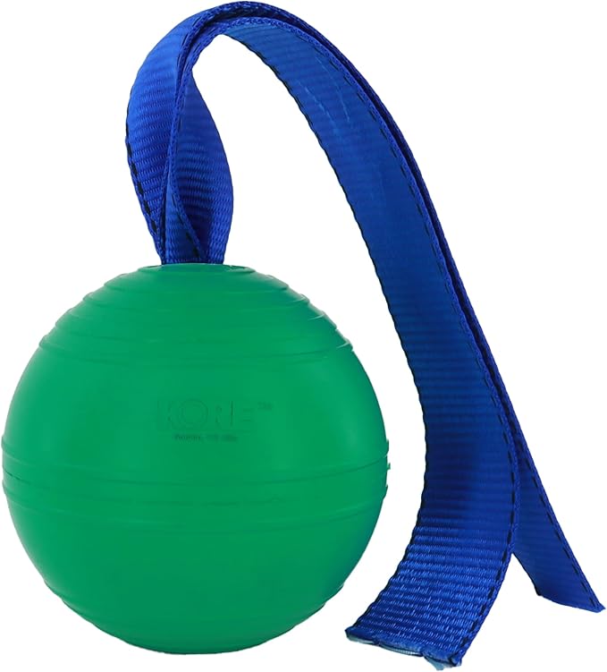 PetKORE: KoreFlex Ball & Tail - 4.75", Green, Dog Toy, Shape Maintaining Rubber, Durable Strap, Treat Stuffing Center, Bounce-Tug-Fetch-Chew, Pet Play