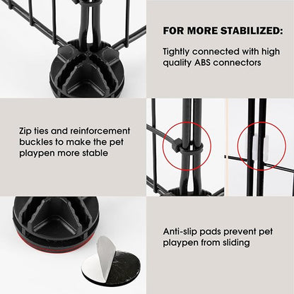 Small Animal Playpen - 12-Panel Metal Wire Pet Fence for Guinea Pigs, Rabbits, Bunnies - Indoor & Outdoor Portable Enclosure, Durable & Easy to Assemble